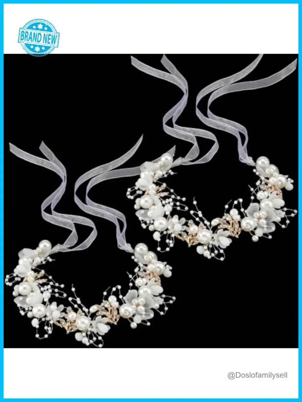 2 Pcs Flower Girl Headpiece Rhinestone Crystal Pearl Headband Hair Accessories
